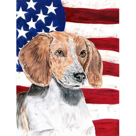 Carolines Treasures Carolines Treasures SC9523CHF English Foxhound USA American Flag Flag Canvas House Size SC9523CHF